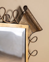 X-Large Italian Scuptural Brass Perforated Mirror, Italy, 1960's - Lone Fox