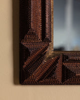 X - Large Tramp Art Diamond Mirror with Stepped Corners, American, 19th Century - Lone Fox