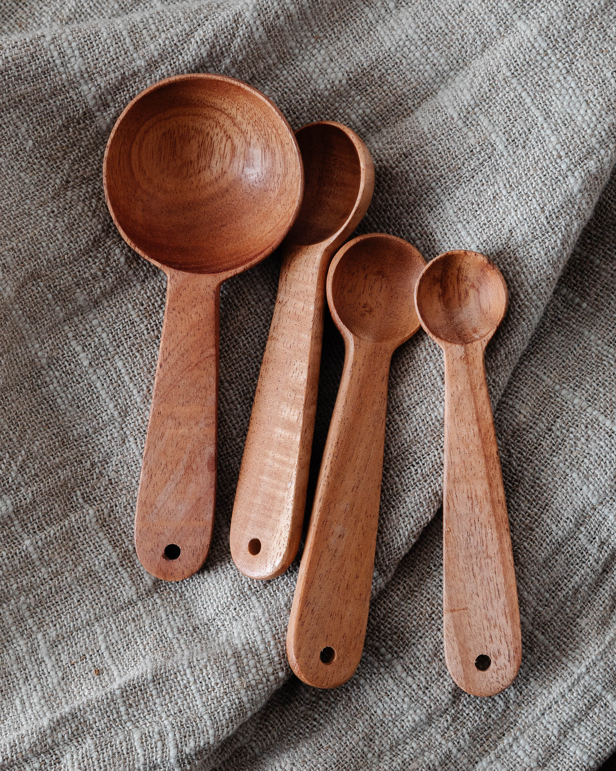 Hand Carved Wood Measuring Spoon Set