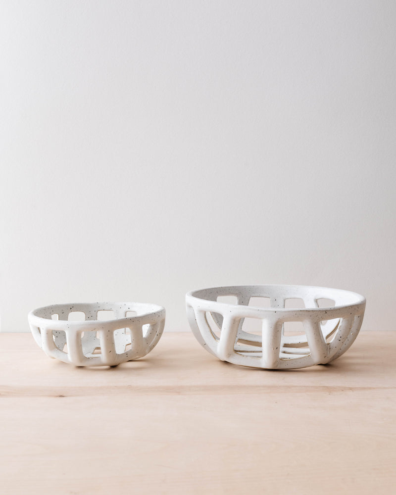 Organic Ceramic Basket Bowls (set of 2)