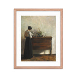 "Woman reading by dresser" Art Print