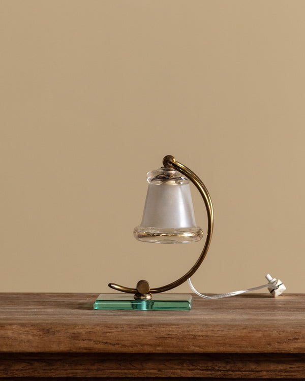 Glass & Brass Table Lamp, Manner of Fontana Arte, Italy, 1950's