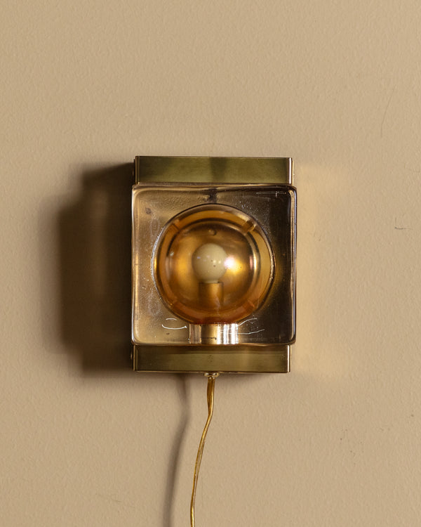 Vitrika Glass & Brass Sconces, Italy, 1960's (2 available)