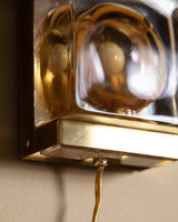 Vitrika Glass & Brass Sconces, Italy, 1960's (2 available)