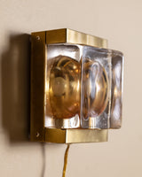 Vitrika Glass & Brass Sconces, Italy, 1960's (2 available)
