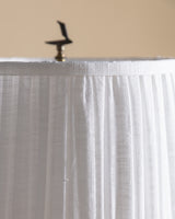 Stacked Cut Glass & Brass Table Lamp w/ Pleated Shade, Italy, 1950's