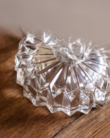 Stacked Cut Glass & Brass Table Lamp w/ Pleated Shade, Italy, 1950's