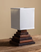 Constructivist Stacked Pine Pyramid Table Lamp, France, 1960's