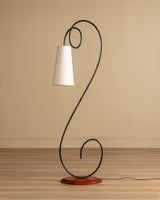 American Postmodern Iron & Wood Floor Lamp, 1980's