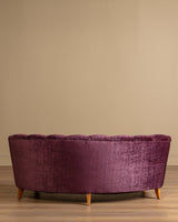 Swedish Channel Back Banana Sofa in Mulberry Mohair, 1950's