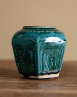 Hexagonal Teal Glazed Earthenware Vase, China, Early 20th Century