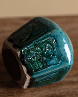 Hexagonal Teal Glazed Earthenware Vase, China, Early 20th Century