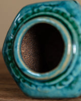 Hexagonal Teal Glazed Earthenware Vase, China, Early 20th Century