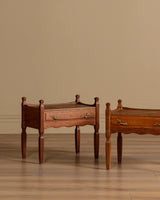 Pair of Henning Kjaernulf Oak Brutalist Nightstands, Denmark, 1960s