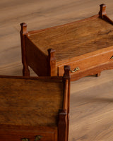 Pair of Henning Kjaernulf Oak Brutalist Nightstands, Denmark, 1960s