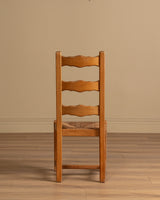 Set of 4 French Oak High Back Rush Seat Dining Chairs, France, 1960s