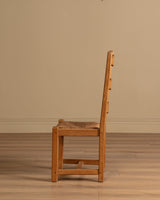 Set of 4 French Oak High Back Rush Seat Dining Chairs, France, 1960s
