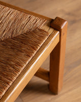 Set of 4 French Oak High Back Rush Seat Dining Chairs, France, 1960s