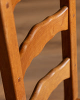 Set of 4 French Oak High Back Rush Seat Dining Chairs, France, 1960s