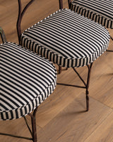 Set of 4 Iron Playing Card Garden Chairs in Striped Subrella, France, Early 20th Century