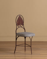 Set of 4 Iron Playing Card Garden Chairs in Striped Subrella, France, Early 20th Century