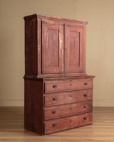 Red Painted Pine Cabinet / Buffet, Scandinavian, Early 19th Century