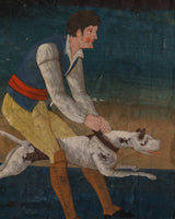 Large 18th Century Painted Wallpaper Panel "Fox Hunting Scene" Triptych, France
