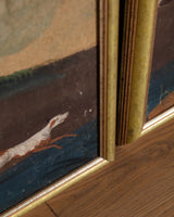 Large 18th Century Painted Wallpaper Panel "Fox Hunting Scene" Triptych, France