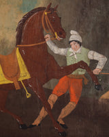 Large 18th Century Painted Wallpaper Panel "Fox Hunting Scene" Triptych, France