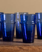 Set of 6 Hand Blown Moroccan Beldi Glassware - Blue