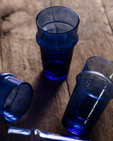 Set of 6 Hand Blown Moroccan Beldi Glassware - Blue