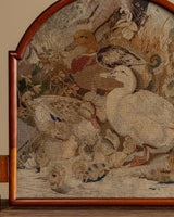 Needlepoint Swan and Duckling Fire Screen, English, Late 19th Century