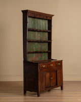 Oak Welsh Dresser w/ Plate Rack & Green Painted Backboard, England, 18th Century