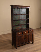 Oak Welsh Dresser w/ Plate Rack & Green Painted Backboard, England, 18th Century