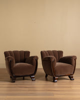 Swedish Art Deco Mohair & Wood Club Chair, Sweden, 1930s (2 Available)