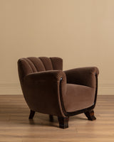 Swedish Art Deco Mohair & Wood Club Chair, Sweden, 1930s (2 Available)