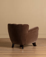 Swedish Art Deco Mohair & Wood Club Chair, Sweden, 1930s (2 Available)
