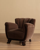 Swedish Art Deco Mohair & Wood Club Chair, Sweden, 1930s (2 Available)