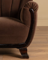Swedish Art Deco Mohair & Wood Club Chair, Sweden, 1930s (2 Available)