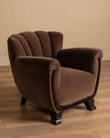 Swedish Art Deco Mohair & Wood Club Chair, Sweden, 1930s (2 Available)