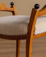 Swedish Grace Burlwood Footstools in Mohair, Sweden, 1920's (2 Available)