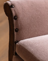 Swedish Walnut Stool in Pink Mohair Manner of Otto Schulz, 1950s