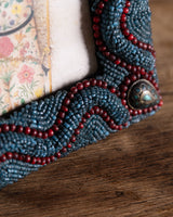 Beaded Turquoise and Burgundy Picture Frame, American, Early 20th Century