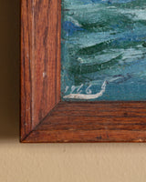 Impressionist Ship Seascape in Walnut Frame, American, 1960s