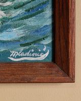 Impressionist Ship Seascape in Walnut Frame, American, 1960s