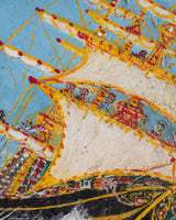 Impressionist Ship Seascape in Walnut Frame, American, 1960s