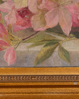 Pink Azalea Still Life in Gold Frame, France, 1890s