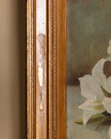 White Azalea Still Life in Gold Frame, France, 1890s
