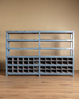 19th Century 10ft Blue Painted American General Store Cabinet / Shelving Unit