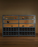 19th Century 10ft Blue Painted American General Store Cabinet / Shelving Unit